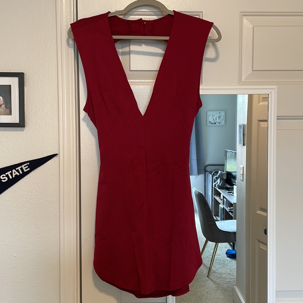Maroon Cutout Mini Dress: size Large